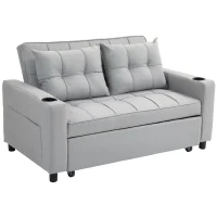 HOMCOM Two-Seater Pull-Out Sofa Bed - Light Grey(m-1)
