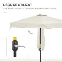 Outsunny Umbrela dreptunghiular pentru gradina cu manivela, 230x130x249cm, Alb Crem(m-5)