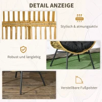 Outsunny Rattansessel Outdoor-Sessel Gartensessel, PE-Rattan, 89 cm x 75 cm x 143 cm, Natur + Schwarz(m-6)