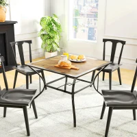 Outsunny Tavolo da Giardino Marrone per 4 Persone con Foro Centrale per Ombrellone, 94L x 94P x 71A cm(m-8)