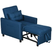HOMCOM Linen-Look Single Chair Bed - Blue(m-1)