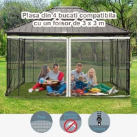Outsunny Plasa de Tantari pentru Corturi cu Perdele de Rezerva Universale cu Balamale, 335x207cm - Negru / Bej(m-4)