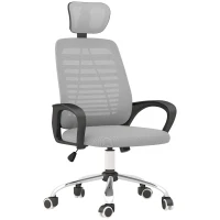 Vinsetto Ergonomic Office Chair, Mesh Desk Chair with Rotatable Headrest, Lumbar Back Support, Armrest, Grey(m-1)