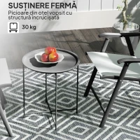 Outsunny Masa de Gradina cu Tava Detasabila si Picioare Pliabile, Ø46x50 cm, Negru(m-5)