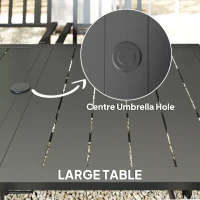 Outsunny 7 Pieces Garden Table and Chairs 6 Seater Outdoor Table and Chairs with Umbrella Hole, for Poolside, Garden, Black(m-5)