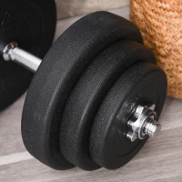 HOMCOM Conjunto de Halteres Pesos Fitness 40kg Ajustável Musculação com Barra de Aço e Discos para Ginásio Casa Preto e Prata(m-9)