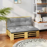 Outsunny Palettenkissen 2er Set Sitzkissen Palettenpolster mit Getuftetem Design Rückenlehne 120 x 77 x 10 cm Hellgrau(m-8)