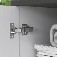 HOMCOM Móvel para Lavatório Pousar Móvel Casa de Banho com 2 Portas e Prateleira Ajustável para Lavatório com ou sem Pedestral 80x34x60 cm Branco Brilhante(m-9)