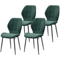 HOMCOM Set of Four Flannel Relaxed Tub Dining Chairs - Green(m-1)