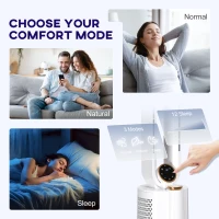 HOMCOM Multi-Mode Bladeless Tower Fan and Humidifier - White(m-5)