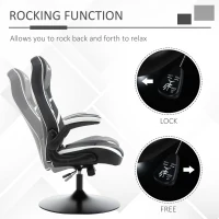 Vinsetto Gaming Chair Ergonomic Computer Chair with Adjustable Height Pedestal Base, Home Office Desk Chair Faux Leather Exclusive Swivel Chair, Black(m-5)