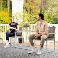 Outsunny 3-delige Eetset voor 2 Personen met Glastafel en Kussens - Lichtgrijs(m-2)