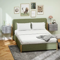 HOMCOM Set di 2 Comodini Sospesi con 2 Cassetti Moderni e Salvaspazio, 40x29x30 cm, Grigio Cemento(m-6)