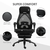 Vinsetto Office Chair with Footrest, High Back Swivel Desk Chair with Adjustable Height and Headrest for Home Office, Black(m-6)