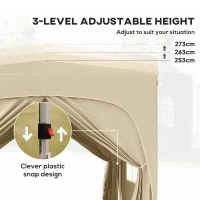 Outsunny 3 x 3m Pop-Up Gazebo Shelter, with Accessories - Sand(m-5)