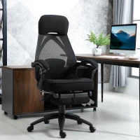 Vinsetto Office Chair with Footrest, High Back Swivel Desk Chair with Adjustable Height and Headrest for Home Office, Black(m-2)