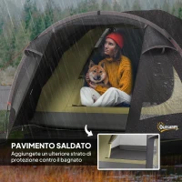 Outsunny Tenda a Tunnel per 2-4 Persone con Finestre Laterali e Gancio, in Poliestere 190T e PE, 3.3x1.9x1.2 m, Nero(m-5)