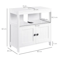 kleankin Waschbeckenunterschrank Unterschrank Badezimmerschrank mit offenem Fach Weiß 60 x 30 x 60 cm(m-3)