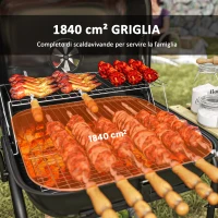 Outsunny Barbecue a Carbone con 3 Ripiani e Ruote, Coperchio con Presa d'Aria Regolabile, Rosso(m-4)