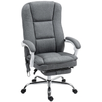 HOMCOM Executive Office Chair with 8-point Massage and Heat, Fabric Computer Desk Chair with Reclining Backrest, High Back, Height Adjustable, Swivel Wheels, Footrest, Remote, for Home, Grey