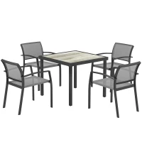 Outsunny Five-Piece Outdoor Garden Dining Set - Grey(m-1)