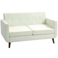 HOMCOM Two-Seater Linen-Look Sofa - Cream(m-1)
