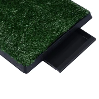 PawHut Resguardo de Treino de Erva com Bandeja para cães Sanita Interior para Animais de Estimação com Bandeja Lavável  51x63x6 cm Verde(m-8)