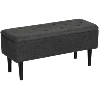HOMCOM 57L Teddy Fleece Storage Ottoman - Dark Grey(m-1)