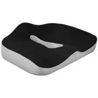 HOMCOM Cojín de Asiento de Espuma Viscoelástica con Base Antideslizante para Silla de Comedor Silla de Ruedas Negro(m-1)
