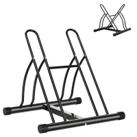 HOMCOM Suporte de Estacionamento Cruzado para 2 Bicicletas Aço Portátil 60x54x57 cm Preto(m-10)