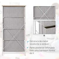 HOMCOM Cómoda Organizador com 4 Gavetas de tecido para sala de estar quarto 45x30x92cm(m-7)