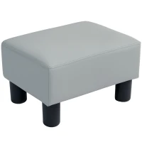 HOMCOM PU Leather Footstool with 4 Plastic Legs, Grey(m-1)