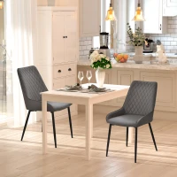 HOMCOM Set Of 2 Quilted PU Leather Dining Chairs w/ Metal Frame 4 Legs Foot Caps Home Seating Modern Stylish Executive Dark Grey(m-2)
