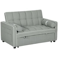HOMCOM Two-Seater Linen-Look Sofa Bed - Light Grey(m-1)