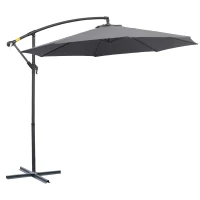 Outsunny Umbrela pentru Gradina Brat Deluxe Inclinabila cu Manivela, Φ3m(m-1)