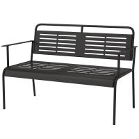 Outsunny -Sitzer Gartenbank, wetterfest Sitzbank, wasserabweisend Gartenmöbel mit Rücken- & Armlehnen 121 x 64 x 84cm, Schwarz