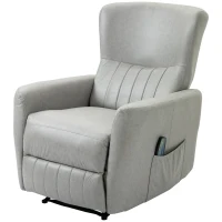 HOMCOM Sillón de Masaje Relax con Reclinación Manual 155° 8 Zonas de Masaje Mando a Distancia Tapizado en Tejido Técnico Reposapiés y 2 Bolsillos Laterales 79x101x96 cm Gris(m-1)