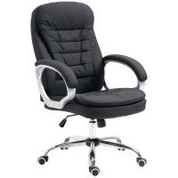 Vinsetto Ergonomic Office Chair Task Chair for Home with Arm, Swivel Wheels, Linen Fabric, Black(m-10)