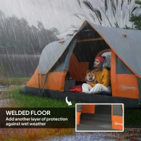 Outsunny 5-6 Man Dome Camping Tent - Orange(m-5)