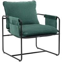 HOMCOM Minimal Padded Accent Chair, with Pockets - Green(m-1)