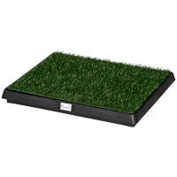 PawHut Resguardo de Treino de Erva com Bandeja para cães Sanita Interior para Animais de Estimação com Bandeja Lavável  51x63x6 cm Verde(m-11)