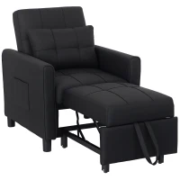HOMCOM Linen-Look Single Chair Bed - Black(m-1)
