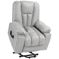 HOMCOM Leathaire Eight Massage Point Armchair, with Reclining Back - Light Grey(m-1)