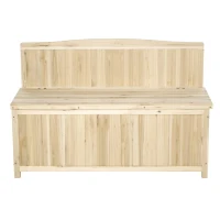 Outsunny Cufar container pentru Extern din Lemn de Brad Natural cu Spatar(m-13)