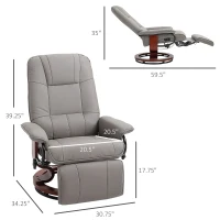 HOMCOM Reclining Swivel Chair, with Footrest - Grey(m-3)