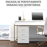Vinsetto Bloco de Gavetas para Escritório Móvel de Arquivos com 3 Gavetas e Fechadura para Secretária Casa 40x40x61,5 cm Branco(m-5)