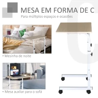 HOMCOM Mesa de computador para Hogar escritorio Altura Ajustável Mesa Compacta com Rodas 60x40x68-78cm Cor Branco(m-4)