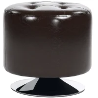HOMCOM 360° Swivel Foot Stool Round PU Footstool with Thick Sponge Padding and Solid Steel Base, Brown(m-1)