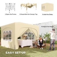 Outsunny 3 x 3m Pop-Up Gazebo Shelter, with Accessories - Sand(m-4)