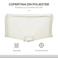 Outsunny Umbrela dreptunghiular pentru gradina cu manivela, 230x130x249cm, Alb Crem(m-7)
